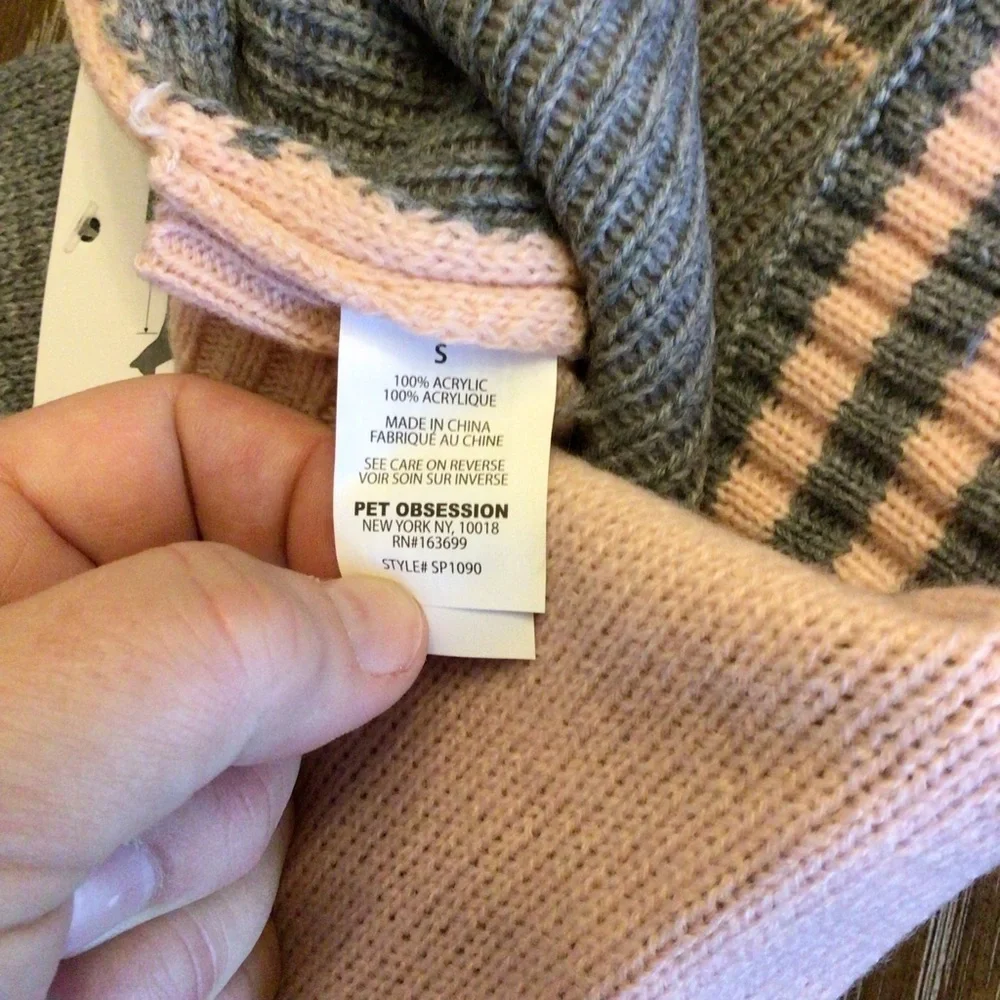 Pet Posse Pink & Gray Pullover Dog Sweater Clothing Size Small